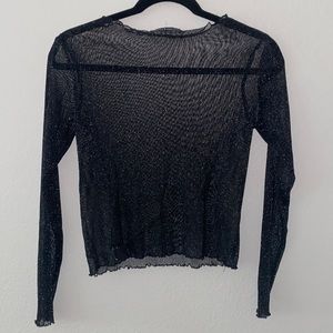 Brandy Melville Transparent Black Sparkly Long Sleeve Top One Size